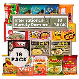 Asian Instant Ramen Variety Pack – 16 Different Flavors Noodle of International, Korean, Japanese, thailand, China, Noodles, Assorted Soup and Stir-Fry Styles, Spicy and Mild