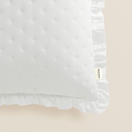 ROOM99 Molly 45 x 45 cm Decorative Cushion Cover Throw Cushion Cover Decorative Aesthetic Modern Bedroom Living Room with Ruffle White 1 Piece