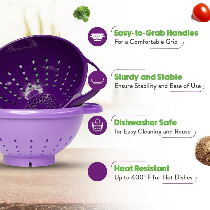 Crisp 2-Piece Mini Colander Berry Baskets With Handles - Food