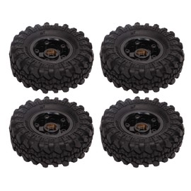 1 Inch RC Tires Brass Wheel Hub Rubber RC Car Tyres for FMS FCX24 1/18 1/24 Crawler 4pcs Black Gold