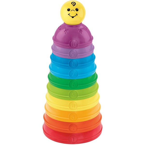 Fisher-Price Baby Stacking & Nesting Stack & Roll Cups, Set of 10 Multi-Color Toys for Infants and Toddlers Ages 6+ Months
