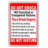 Do Not Knock No Visitors Private Property Do Not Disturb