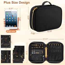 Vutlue Travel Jewelry Case Organizer for Women, Jewelry Storage Book with Small Pouch, Travel Jewelry Bag Case for Traveling Necklace, Earrings, Rings, Bracelet Organizer (Black)