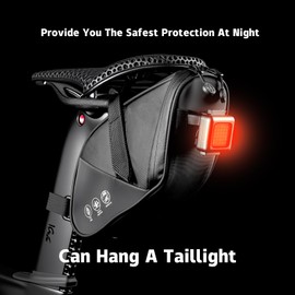 OFFBONDAGE Bike Saddle Bag - Waterproof Bike Bag Under Seat, Durable 900D Cycling Pouch with Reflective Area & Tail Light Loop, Fits Road, Mountain