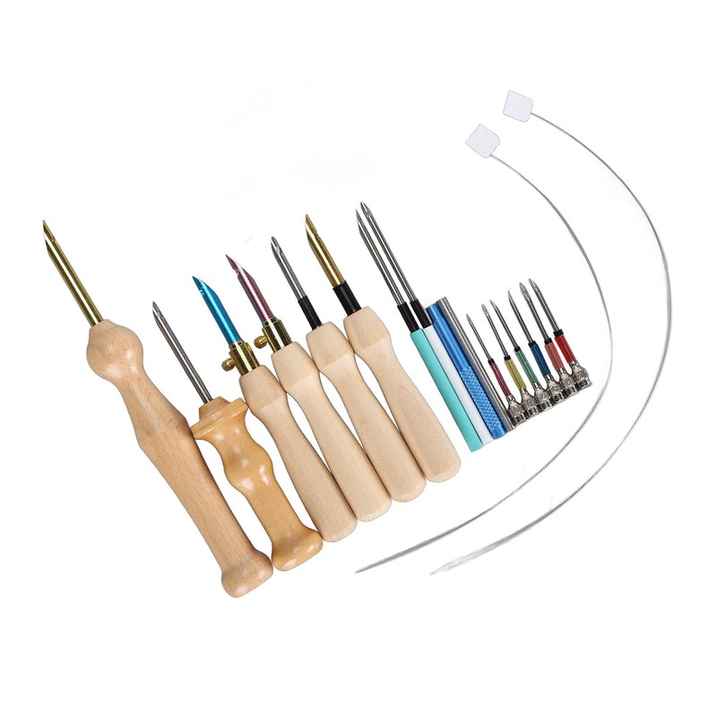 Punch Needle Set Wooden Handle Stainless Steel Ergonomic Easy Operation