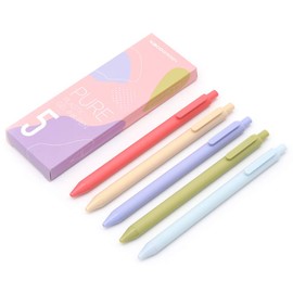 KACO Soft Touch Retractable Gel Ink Pens 0.5mm Fine Point (Bright Colors 5-Pack Colored Ink)
