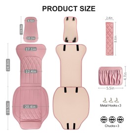 BEITK 1 Pack Leather Front Car Seat Cover, Universal Sideless Car Seat Protector with Storage Pocket and Seat Belt Pad, Waterproof Automotive Seat Cover Cars Trucks SUV(Pink)