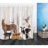 ECOTOB Farm Shower Curtain Decor, Rustic Wooden Wall Farm Little