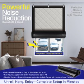 JaneTech Soundproof Blanket 70" x 40" – Heavy-Duty Sound Dampening Curtain with Grommets, Wall Hooks – Waterproof Sound Absorbing Curtains for Studio, Home, Office – 1 Pack, Black