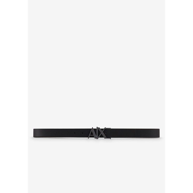 Armani Exchange Men's Essenial Double Face Metal Logo Plaque Belt,
