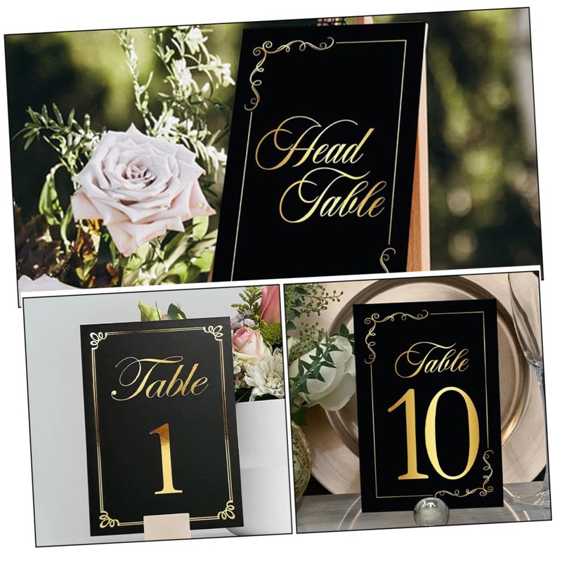 Sosoport 1set Elegant Double Sided Table Number Cards for Weddings