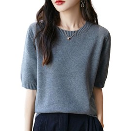 BN One Select BN277 Cotton Knit Short Sleeve Women's High Visibility & Solid Fabric; Spring/Summer/Autumn; Clean; Crew Neck Tops; Women's Clothing; 3 Colors; S-2XL, gray, L