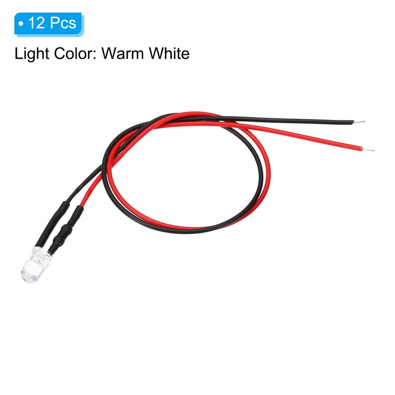 PATIKIL 5mm LED Diode Light, 12 Pcs 12V DC Pre