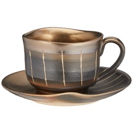 Maruyoshi Pottery M0975 Banko Ware Coffee C/S Gold Sai Tokusa Black