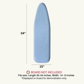 UniSimp Ironing Board Cover and Pad 15"x54" Extra Thick Natural Cotton, Scorch and Stain Resistant Padding, Standard Size Iron Board Cover with Fasteners Heavy Duty Elastic Edge, Heatproof Blue