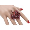 Unbranded Women Peacock Ring Red Pink Animal Feathers Metal Elastic