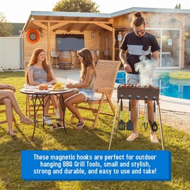 Grtard 3 Pack Magnetic Hooks 25Lbs Neodymium Magnet with Hooks, Magnets with Hooks, Strong Swivel Magnetic Hooks for Hanging, Grill Utensils Tools, Key Holder, Indoor Outdoor Hanging