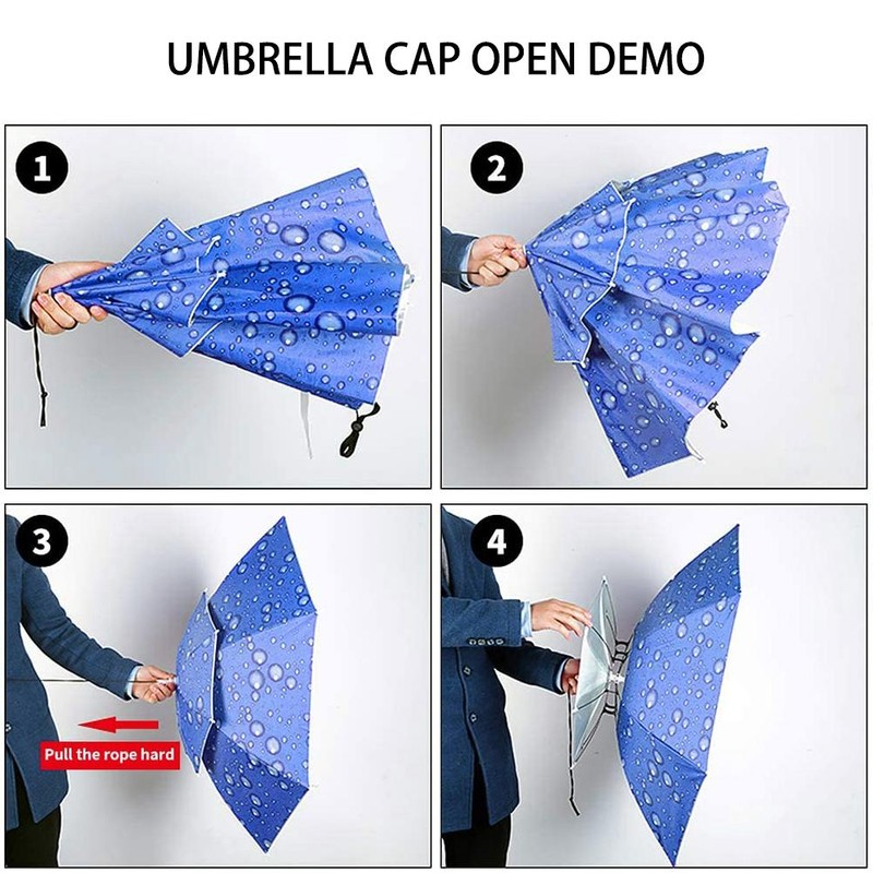 Outdoor Head Umbrella Hat Double Layer Foldable Head Umbrella Waterproof