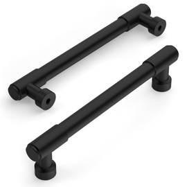 Amerdeco 10 Pack Matte Black Cabinet Pulls 5 Inch(128mm) Hole Center Drawer Pulls Cabinet Hardware Kitchen Cabinet Handles for Bathroom ZH0075