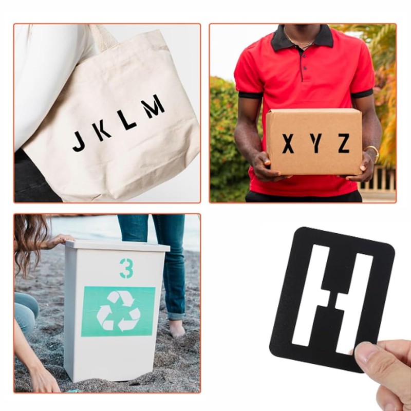 CHENLONB Set of 42 Reusable Washable Stencils Alphabet Number Templates