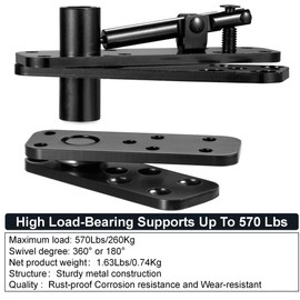 Hidden Pivot Hinge for Secret Door & Murphy Bookcase,570Lbs Load-Bearing,360°Rotation Hidden Door Hardware Set with Sturdy Steel,Smooth Bearing Design，2Set(Black)