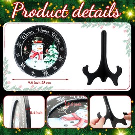 Colingmill Christmas Snowman Primitive Decor Table Centerpiece Decorative Wood Plates for Display Autumn Thanksgiving Warm Winter Farmhouse Vintage Table Shelf Decor Rustic Wooden Plate Home Decor Art