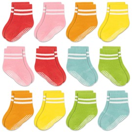 GRPSKCOS Non-Slip Socks Children 12 Pairs Stopper Socks Baby ABS Socks Children Non-Slip Socks for 0-7 Years Boys Girls, #5 bright colours