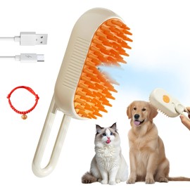 MonleForest Cat Steam Brush for Shedding - 4 in 1 Rechargeable Cat Brush with Steam, Anti-Static, Cleaning, Massage, Shedding & Combing All In One! with Foldable Handle