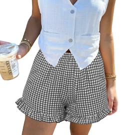 Aoulaydo Boxer Shorts Y2K Gingham Pj 2025 Summer Causal lounge Sleep Bottoms with Pockets