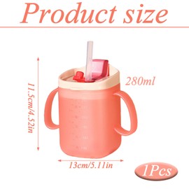 Sippy Cup for Adults, Non Spill Cups for Elderly, Beakers for Elderly with Handle and Gravity Ball Straw, Adult Drinking Cup for Elderly Non Spill for Disabled Patients and Pregnant Women (280 ml)