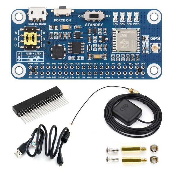 Waveshare L76K GPS HAT, Compatible with Raspberry Pi, Supports GPS,