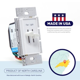 betakilo 2 Pack Split Dimmer Knobs - Made in USA - Compatible with Lutron Skylark Fan & Light Controls