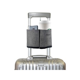 riemot Luggage Travel Cup Holder Free Hand Drink Carrier - Hold Two Coffee Mugs - Fits Roll on Suitcase Handles - Gifts for Flight Attendants Travelers Accessories Grey