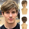 Dsimeig Men's Brown Blonde Wig Short Layer Straight Cosplay Synthetic