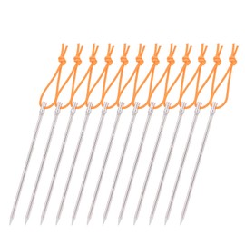 iBasingo Ti4005P Titanium Pegs 16.5 cm Ultralight Tent Stakes Heavy Duty Tent Nails Outdoor Awning Stakes Camping Ground Pin Tent Accessories for Grass Hard Ground with Rope Only 16 g/pc Pack of 12