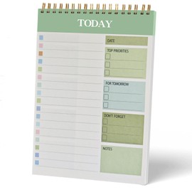 NASHRIO Daily Planner Notepad, A5 Size To Do List Notepad, 52 Undated Pages, Task Checklist, Spiral Binding, To Do List Notebook, Tracker and Goal Planner for Office Home School Work Study Life (Green)