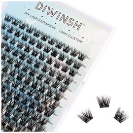 DIWINSH Lash Clusters Wispy Eyelash Clusters 132pcs 9-15 mm Cluster Eyelash Extensions D Curl Natural Volume Lash Extensions DIY Reusable Individual Lashes Clusters with Soft Thin Band (DIY-9-15mm)