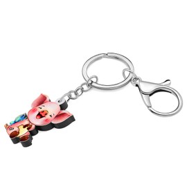 BAMAY Adorable Pink Pig Keychain Novelty Acrylic Piggy Keyring Gifts for Women Girls Festival Charms Wallet Car Key Decor (Pink B)