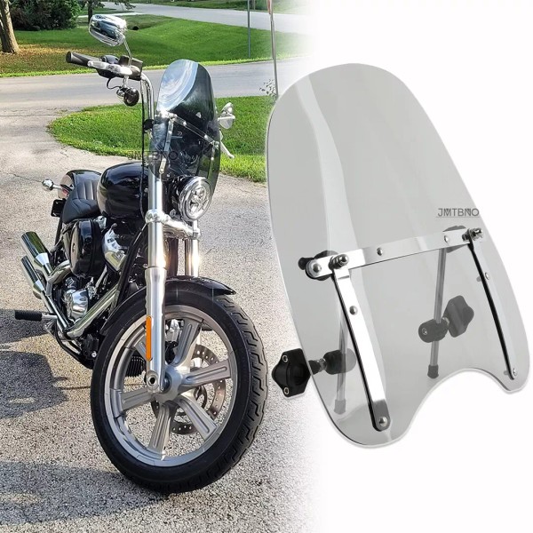 JMTBNO 18"x16" Smoke Windshield 7/8'' 1'' Handlebar For Harley Heritage