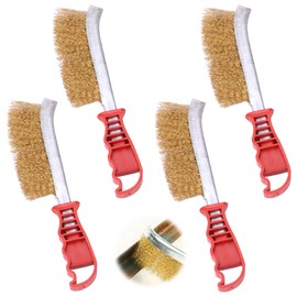 Set of 4 Wire Brush Set, Hand Wire Brush Set, Stainless Steel Brush, Grill Brush, Metal Brush with Bristles Made of Stainless Steel Brass for Cleaning Workshop, Household, Welding Slag and Rust
