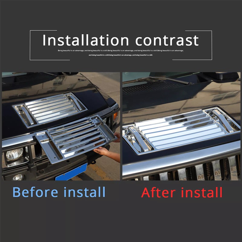 autopart2021 Silver Front Hood Deck Vent Panel Handle Cover Trim