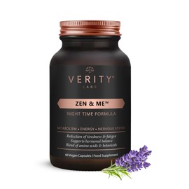 Zen & Me | Sleep and Stress Aid Supplement with Ashwagandha, Lavender, Vitamin B6, Magnesium, Chamomile | 60 Vegan Capsules | Natural Ingredients by Verity Labs