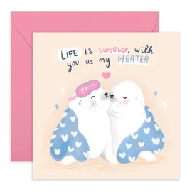 Central 23 Sweet Birthday Card For Couple - You As My Heater Seal - Cute Wedding Anniversary Card For Husband Wife - Boyfriend Girlfriend Christmas Valentines Card - Comes With Stickers