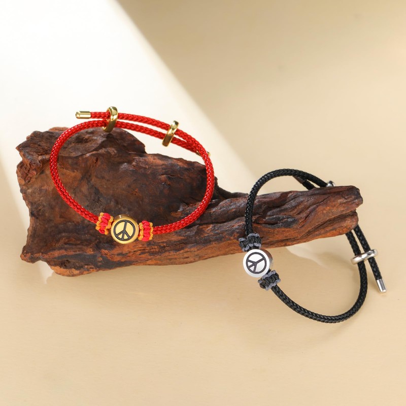 Dreamtimes Peace Symbol Bracelet for Men Women Hand Made Rope