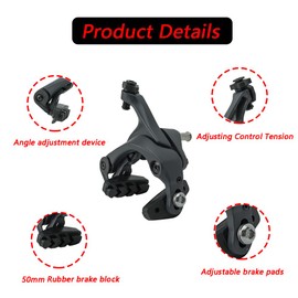 TEMLHMY 47-57mm Front & Rear C Caliper Brake,Road Bike Brake Calipers for Fixed Gear Bikes Road Bikes Bike Accessories-Black