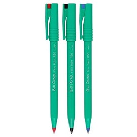 Pentel Assorted Colour Pack R50 Rollerball Ball Pen Pens Fine 0.8mm Cushioned Nib Tip 0.4mm Line Width 77% Recycled (1 Of Each Colour - Black Blue Red - 3 Pens)