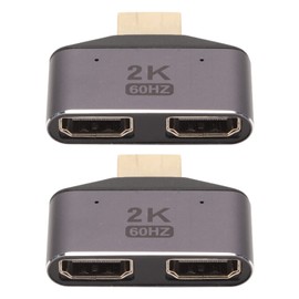 2 Pack HDMI Male to Female Adapter, 2K 60Hz 1 In 2 Out Male to Dual Female Video Splitter with Indicator Light, HDMI Extender for TV, Laptops