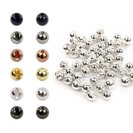 Think Fast Think Deep Aventik 50pc Tungsten Beads Slotted Fly Tying Materials 10 Colors / 5 Sizes Jig Hooks Fly Fishing (Silver, 1/18'' (3.50 mm))