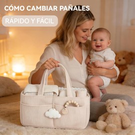 Organizador De Pañales Para Niños,Plegable,Con Múltiples Bolsillos Y Bolsas Organizadoras Flexibles Para Guardar Pañales,Toallitas Y Otros Artículos Esenciales. (Albaricoque - 01)