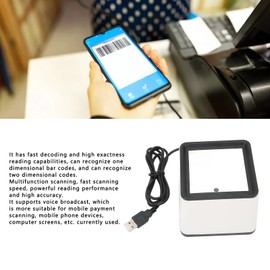 Portable Desktop Barcode Scanner, 2D 1D Omnidirectional Hands-Free Wired USB Barcode Reader, Fast Scanning, Support Voice Transmission, Multifunctional Barcode Scanner
